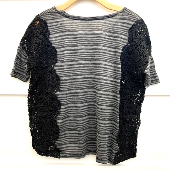 Free People Stripe Crochet Cut Out Crop Top - Picture 6 of 7